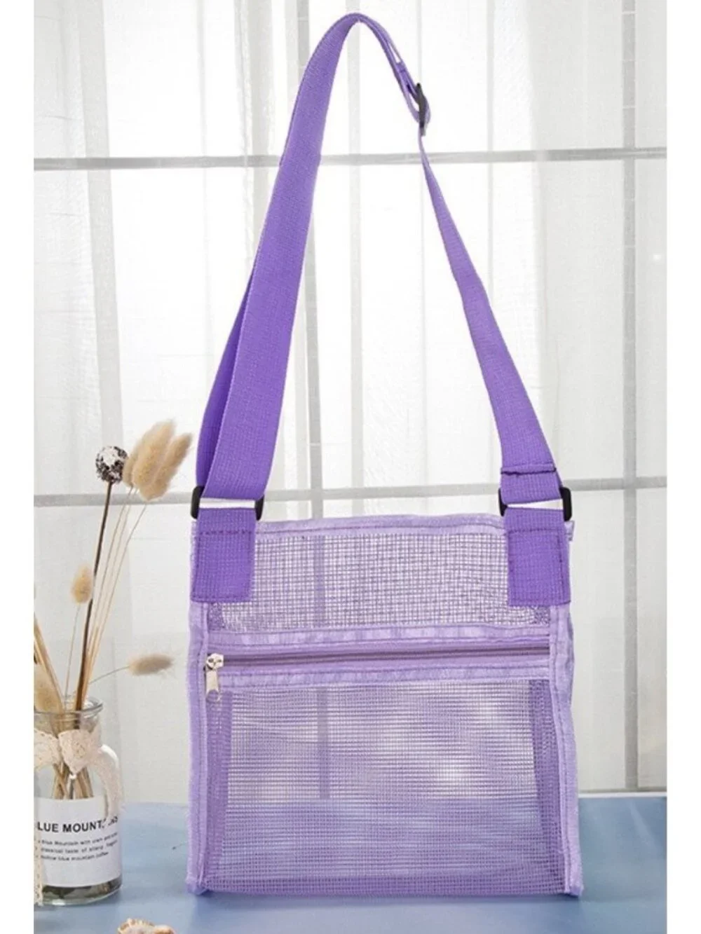 Kids Mesh Seashell Collecting Bag Beach Shell Bag Adjustable Strap NEW